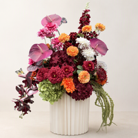 Composition florale artificielle personnalisée PPS, boule florale bordeaux, idéale pour la décoration de table de mariage et d'événements – Meilleure vente