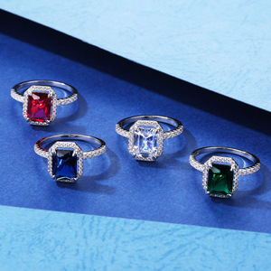 Anillo de Diamantes de Colores para Mujer, Joyería de Moda, Plata de Ley S925, Anillo Rectangular de Rubí, Amuleto para Mujer, Joyería Personalizada de Alta Gama - Product Image 3