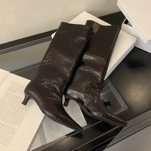 2025 New Trend <b>Ladies</b> Bohemian Colorful Leather Above-The-Knee <b>Boots</b> Comfy Pointed High Heel Long <b>Boots</b> - Product Image 1