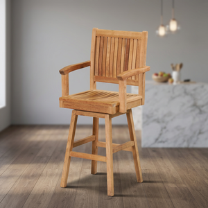 Silla Giratoria de Madera Maciza de Teca de Jepara para Exteriores, Diseño Moderno y Minimalista, Resistente, para Comedor, Jardín, Parque, Patio, Playa y Eventos - Product Image 3