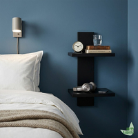 Étagère murale en bambou à 2 niveaux, étagère de décoration moderne, étagère de rangement murale pour économiser de l'espace, utilisation dans le salon, la chambre à coucher, étagère murale flottante