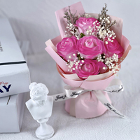 Bouquet de fleurs artificielles de luxe, roses artificielles en savon, mini bouquet de fleurs, lavande, cadeau personnalisé pour la Saint-Valentin