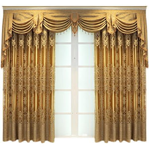 European Style Living Room Shiny Gold Jacquard Double Layers Voile Luxury Rod Pocket Floral Pattern High Shading 100% <strong>Curtains</strong> - Product Image 4