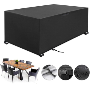 Customized Size Logo Waterproof Uv Proof 210d Polyester Outdoor Furniture <strong>Cover</strong> <strong>Patio</strong> <strong>Table</strong> <strong>Cover</strong> With Cord Fastener - Product Image 5