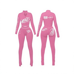 Conjunto de Sudadera con Capucha de Manga Larga y Cuello Alto para Mujer, Color Morado, con Estampado de Logotipo Amarillo, Diseño Asimétrico, Tejido de Punto Transpirable - Product Image 2