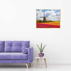 <span class=keywords><strong>Pintura</strong></span> Plástica Impresa con Acuarela Abstracta y Bordado de Diamantes con Patrón de Molino de Viento Holandés de la Marca Sunloop - Product Image 3