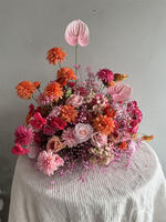 Centre de table de mariage tropical personnalisé de luxe, fleur artificielle, boule de fleurs d'anthurium orange rose de 60 cm pour la décoration de table