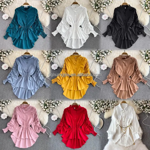 Chemisier élégant et noble <span class=keywords><strong>pour</strong></span> femme, col en V, imprimé floral, manches longues, boutonné, en coton biologique, <span class=keywords><strong>pour</strong></span> soirée, été, décontracté, en mousseline - Product Image 2