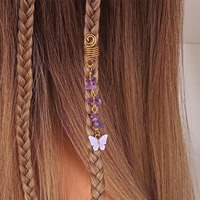 Dreadlocks style européen et américain, dreadlocks décontractées à motif papillon, bijoux de perruque dorés, kit spirale papillon 9 pièces
