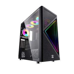 2022 강화 유리 새로운 디자인 데스크탑 EATX RGB 캐비닛 전체 타워 PC 게임 컴퓨터 케이스