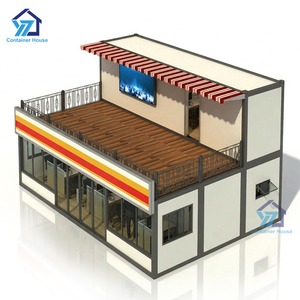 <span class=keywords><strong>Kiosque</strong></span> commercial modulaire à structure en acier de type conteneur à deux étages avec terrasse pour station-service, magasin de détail et magasin de proximité - Product Image 1