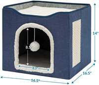 Lit pour chat pliable d'intérieur personnalisé avec griffoir et rangement, durable