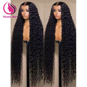 Nguyên Brazil mật độ 200 40 inch HD sâu sóng ren phía trước Tóc Giả 13x4 ren phía trước tóc con người kinky thẳng Jerry Curl sóng tự nhiên - Product Image 1