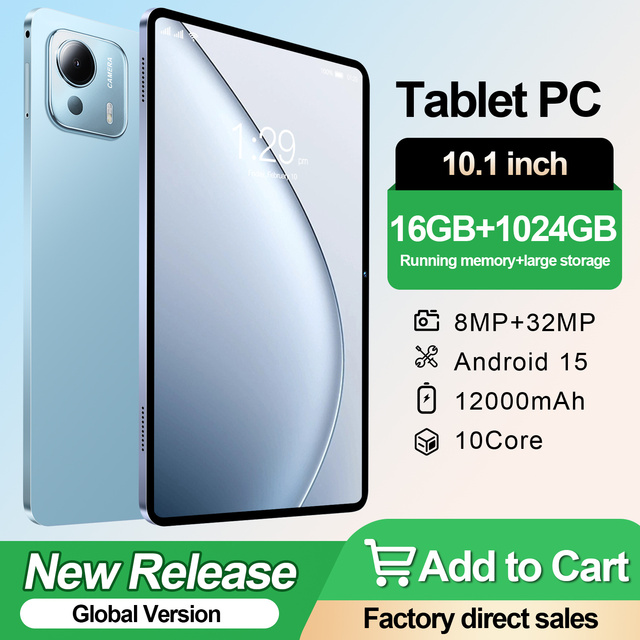 2026 A29 Smart Tablet 5G 16GB 1024GB 10.1 Inch HD 32MP 10 Core Unlocked