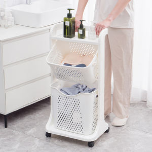 <strong>Plastic</strong> <strong>Laundry</strong> <strong>Basket</strong> Rolling Cart <strong>Laundry</strong> Bags <strong>Baskets</strong> Hamper Bathroom Organizers <strong>Laundry</strong> <strong>Basket</strong> <strong>with</strong> 3 Tier - Product Image 2