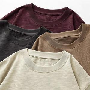 T-shirt en Coton Bambou Tricoté Tendance Rétro Été 2025 pour Homme – Col Rond Décontracté, Coupe Ample, Manches Courtes, Séchage Rapide et Anti-Plis - Product Image 1