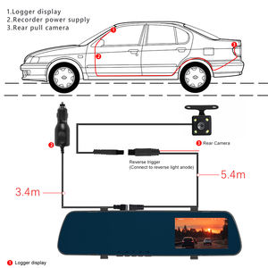 Caméra embarquée Podofo 4 pouces à double objectif 1080P DVR avec enregistrement en boucle et détection de mouvement, rétroviseur DVR avec <span class=keywords><strong>vision</strong></span> nocturne, caméras avant/arrière - Product Image 4