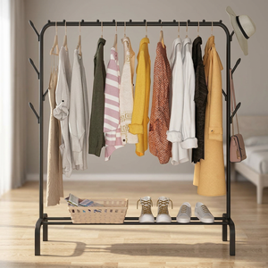 Heavy Duty Metal Clothing Rack Standing Type Double Tier Minimalist Wardrobe Storage <b>Holder</b> for Clothes and <b>Shoes</b> - Product Image 5