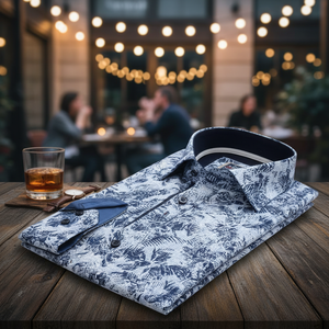 Camisa Casual Azul Marino para Hombre, 100% Algodón, Diseño de Diseñador - Product Image 3