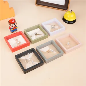 3D Floating Frame Jewelry Display Box Stand Rack Coin Ring Pendant Holder Presentation Case