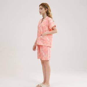 Pyjamas roses pour femmes, grandes tailles, ensemble en coton, vêtements de nuit doux en bambou personnalisés pour femmes, fabricant de vêtements de nuit, vente en gros, usine. - Product Image 5