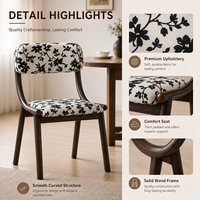 Chaise de salle à manger rembourrée à motifs floraux avec structure en bois courbé - Assise ergonomique et confortable pour la maison, le restaurant, l'hôtel
