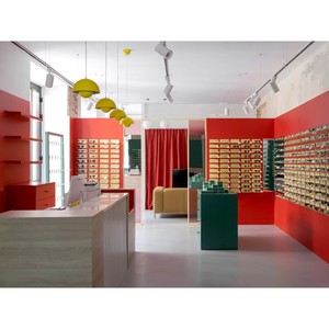 Custom Brutalist Eco-Friendly Heavy Duty Optical Shop Furniture Design <b>LED</b> <b>Lighting</b> Display Shelves for Eyewear store decoration - Product Image 1