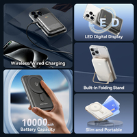 Banque d'alimentation portable magnétique Vention 10000 mAh, charge rapide magnétique sans fil avec support pour téléphone