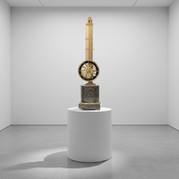 Grande horloge à pendule squelette à 7 jours en laiton antique, mystère, à rotation inversée, avec base en marbre noir