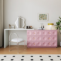 Table de toilette de style minimaliste moderne avec tiroirs rétractables, meuble de rangement d'angle en bois massif intégré.