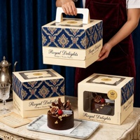 10 Zoll Geburtstags- und Hochzeits-Gästekuchenboxen Weiße Bäckerei-Verpackung Lieferboxen Bento Cupcake Geburtstagstortenbox mit Griff und Fenster