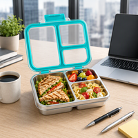 Aohea Vente en gros de boîtes à lunch en acier inoxydable 304 sans BPA, boîte à lunch en acier à 3 compartiments pour enfants