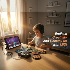 Set di Batteria Elettronica con 9 Pad, Jack per Cuffie, Bacchette, Pedali e Batteria Ricaricabile Integrata per Bambini e Principianti - Product Image 4