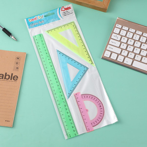 Soododo 4-mảnh 30cm tam giác nhựa hình học thiết lập đầy màu sắc phụ kiện phong phú sinh viên vẽ toán học thiết lập cho các trường học nghiên cứu bán buôn - Product Image 6