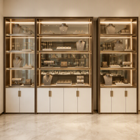Ensemble de présentoirs à bijoux en bois moderne, combinaison de vitrine murale pour bijoux, comptoir en verre trempé avec armoire de rangement