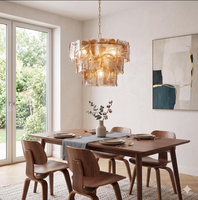 Lustre LED de luxe moderne avec abat-jour rectangulaires en fer, à intensité variable, pour salon, cuisine et mariages