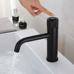 Mezclador negro de latón, interruptor de botón de rotación de 360 grados, grifos de lavabo, grifo de ahorro de agua con regulación de flujo, gran oferta