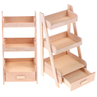Model Furnitur Mini Berkualitas Tinggi Rak Bunga Simulasi Kayu Miniatur Rak Bunga Kayu untuk Rumah