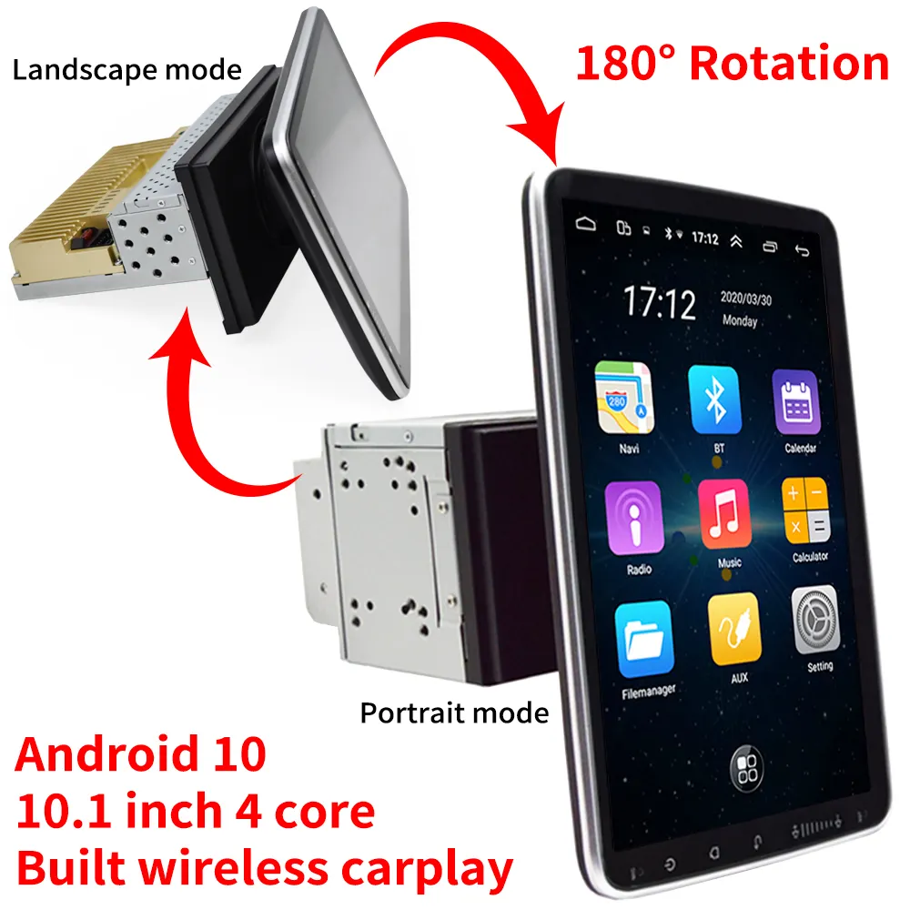 Krando 9" 10" 180 Degree Rotatable Universal Android Car Radio Multimedia Touch Screen Single Din Car Radio GPS Wholesale