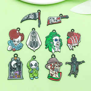 Pendentifs Halloween Crâne Clown en Alliage de Zinc avec Effet Goutte d'Huile, Accessoires de Bijoux DIY pour Projets Créatifs - Product Image 1