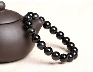 Bracelet en obsidienne naturelle multi-spécifications or et argent, bracelet de couple, bracelet élastique en perles de jade pour homme et femme - Product Image 6