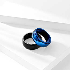 <b>Titanium</b> Steel <b>Ring</b> <b>Black</b> Blue Rotatable Stress Relieving Unisex Fashion Jewelry - Product Image 2