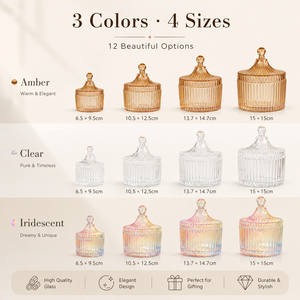 Barattolo Portaconfetti in Vetro Cristallo Vintage con Coperchio, Scatola Decorativa per Dolci, Contenitore Porta Gioielli, Bomboniera per Decorazioni Domestiche, Matrimoni e Feste - Product Image 2