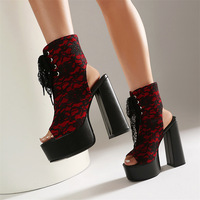 Tendance 2026 Bottines à talons hauts pour femmes, style Gothique Punk, à lacets et bout ouvert, pour Festival, Cosplay et usage décontracté, Support OEM ODM, Vente en gros