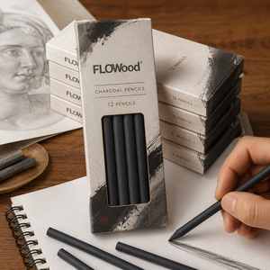FLOWood Lot <span class=keywords><strong>de</strong></span> 12 crayons <span class=keywords><strong>de</strong></span> fusain en bois pour l'art <span class=keywords><strong>de</strong></span> l'<span class=keywords><strong>encre</strong></span> chinoise, crayons <span class=keywords><strong>de</strong></span> <span class=keywords><strong>dessin</strong></span> pour artistes, ombrage et portraits, fournitures artistiques - Product Image 1