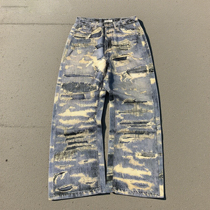 Chất Lượng Cao Cổ Điển Tùy Chỉnh Người Đàn Ông Của Quần Jean Nhà Sản Xuất Cotton Nặng Baggy Ý Nguyên Rộng Chân Selvedge 3D In Rắn Rửa Sạch - Product Image 1