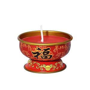 Vela de Cera Roja Autonomy con Base Metálica para el Templo del Año Nuevo Chino, Ecológica, de Larga Duración y sin Humo - Product Image 2
