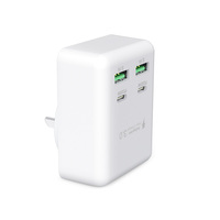 Chargeur mural GaN rapide HNT multi-prises 32W 4 ports, prise US UK EU AU, 2A+2C USB-A Type-C, adaptateur secteur pour iPhone 13 14 15 Pro