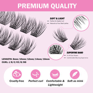 Kit de Pestañas Postizas DIY a Precio de Fábrica, Pestañas en Racimo de Banda Ancha con Curvatura C y <span class=keywords><strong>D</strong></span>, Segmentos Personalizados, Kit de Extensión de Pestañas Pre-Cortadas - Product Image 3