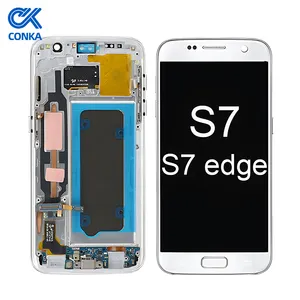 Ekran s7 kenar cep telefonu lcd'ler ekran Samsung Galaxy S7 kenar ekran pantalla s7 kenar için yedek sayısallaştırıcı